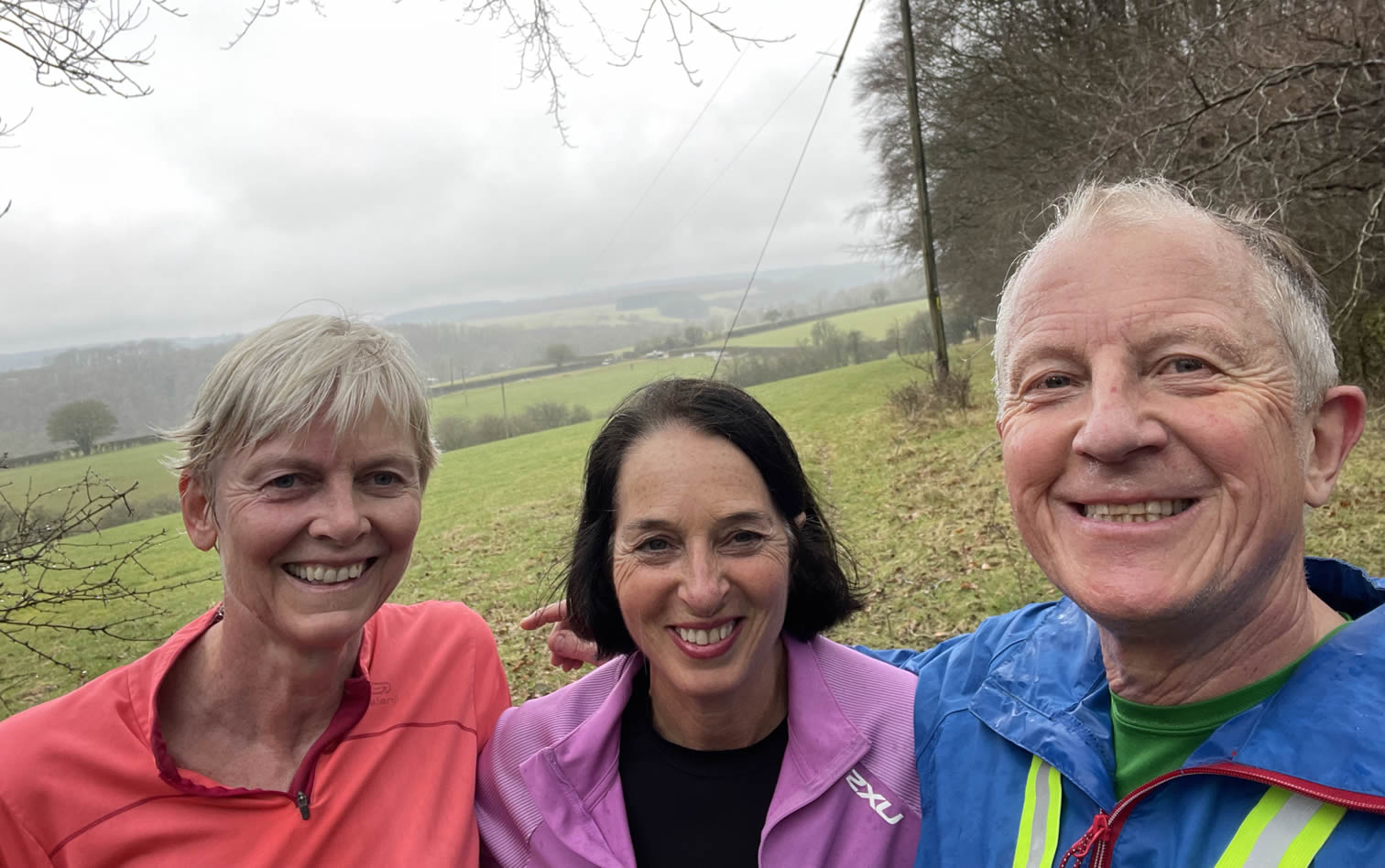 Gill, Viv & Giles while Cross-country training - Longborough-Bourton on the Hill-Hinchwick - 10-03-2024