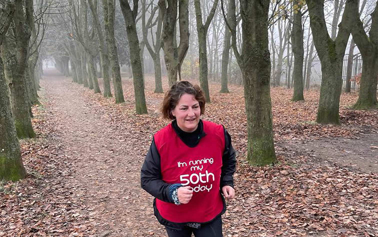 Sarah Conway running 50th parkrun at Witney - 2-12-2023