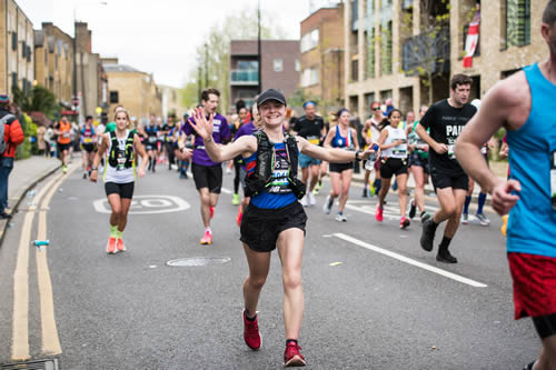 Rebecca after 16 miles at London Marathon - 21st April 2024. Click on image for a larger version