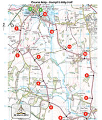 Hilly Half route with mile markers