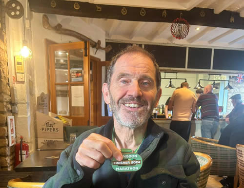 Iain refuelling after Abingdon Marathon - 20th October 2024 - Click on image for a larger version Iain refuelling after Abingdon Marathon - 20th October 2024