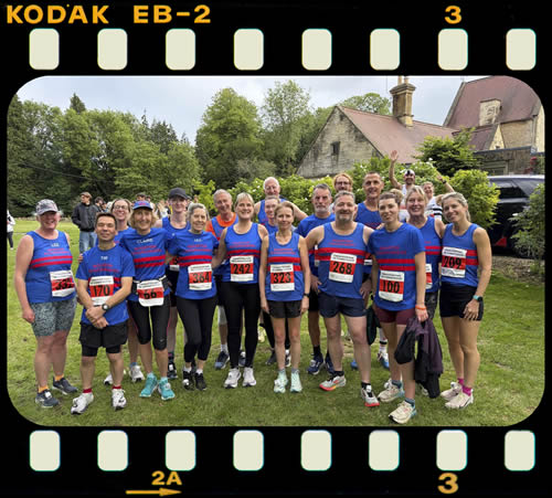Click to enlarge Most of the Bourton team made this photo call, including Kevin and Rebecca at the rear - Summer Sizzler 10K - 10th June 2026