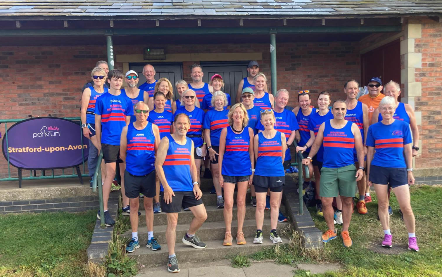 Part of the Bourton team at Stratford-upon-Avon parkrun - Liz Hulcup's 100th parkrun - 17-08-2024