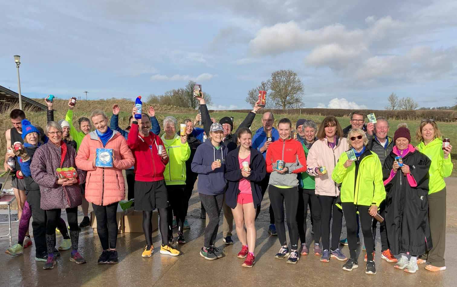 The Bourton Team at Guiting Power Club Relay event with Foodbank donations - 10-02-2024