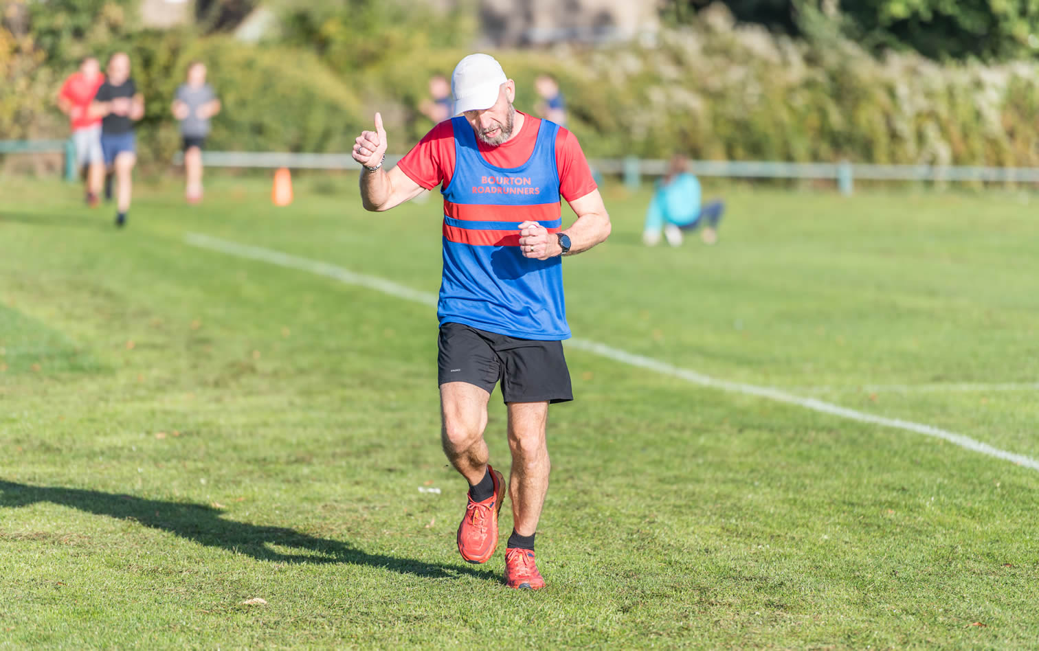 Bourton's Derek Derby finishing at King George V Playing Field parkrun, Cheltenham - 8-10-2022