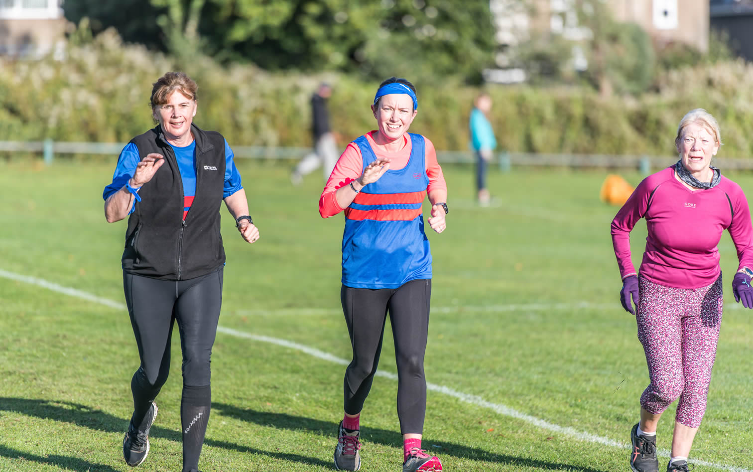 Bourton's Alie T, Louise & Lynn Hudson at George V Playing Field parkrun, Cheltenham - 8-10-2022