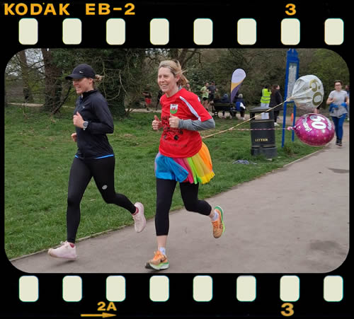 Jaq celebrating her 60th this weekend, running with Lisa at Quakers Walk, Devizes - 4th April 2026