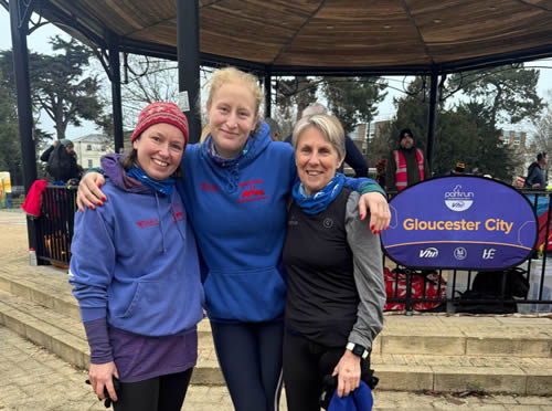 Louise, Kate and Liz at Gloucester City parkrun - 4th January 2025.
Click on image for a larger version Louise, Kate and Liz at Gloucester City parkrun - 4th January 2025