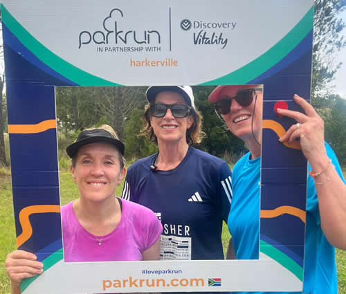 Gillian, Chris and Nicky at Harkerville parkrun, South Africa - 9th November 2024.
Click on image for a larger version Gillian, Chris and Nicky at Harkerville parkrun, South Africa - 9th November 2024