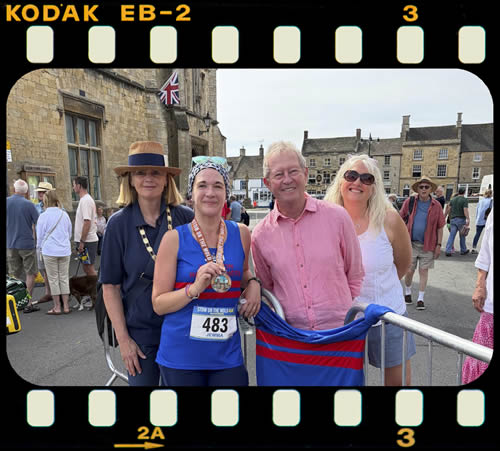 Stow Mayor Alison Tighe, Jemma, coach Tom and Jen - Stow-on-the-Wold 10K - 21st June 2026